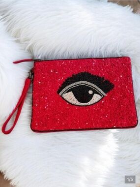 Nila Anthony "Les Petits Joueurs" Beaded Eye Clutch